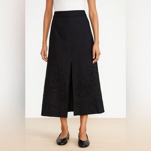 Tanya Taylor black embroidered skirt